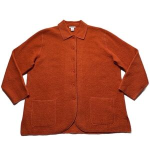 VTG 90s Orange Boiled Wool Boucle Chore Jacket 1X